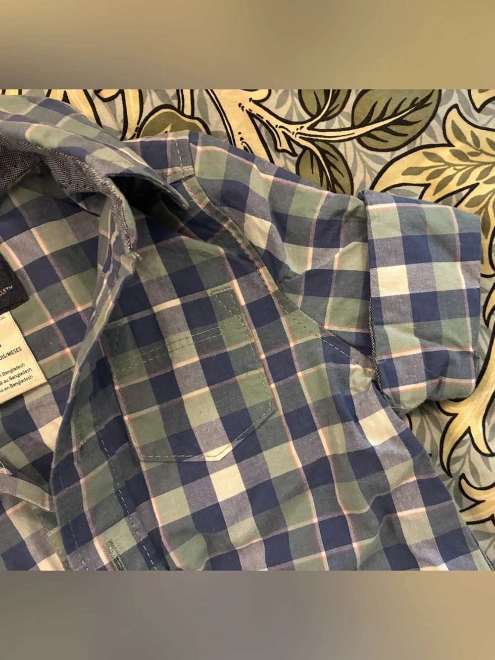 OshKosh B'gosh Blue and Green Plaid Button-Front Baby Onesie